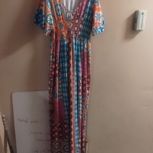 Colorful Geometric Maxi Dress